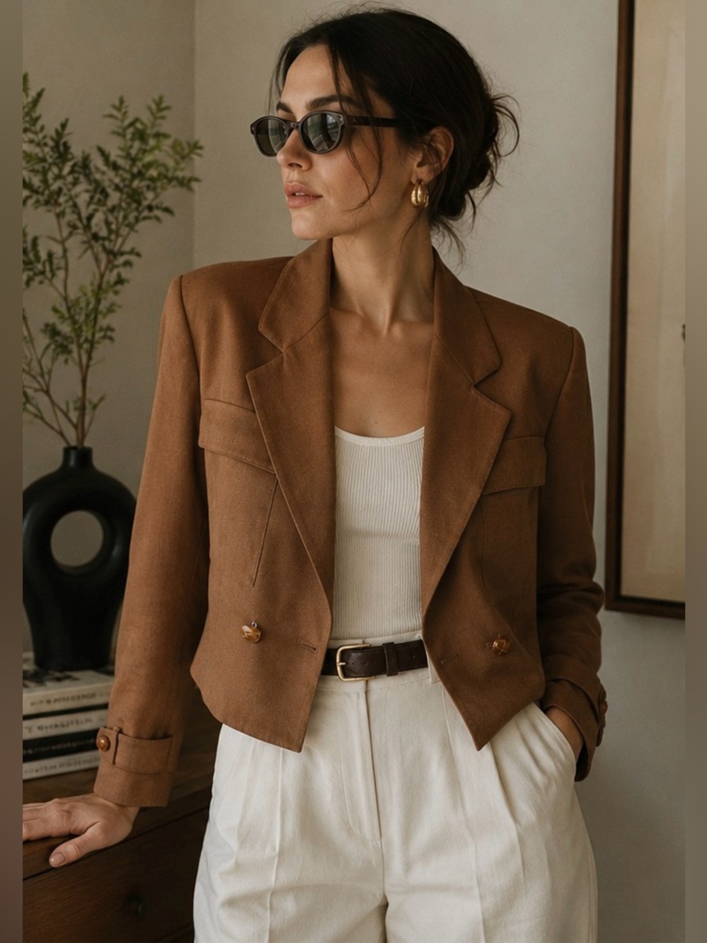 Christian Dior Cropped Wool Safari Blazer Jacket